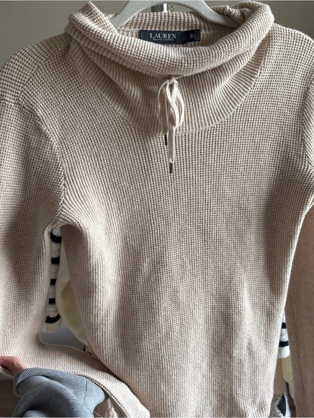 Lauren Ralph Lauren Cream Ribbed cowl neck  Sweater
